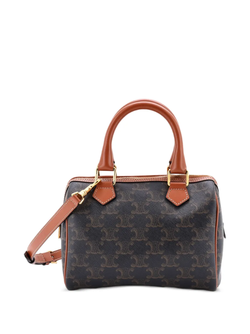 Celine Pre-Owned Boston Bag Triomphe Coated Canvas Small satchel - Brown