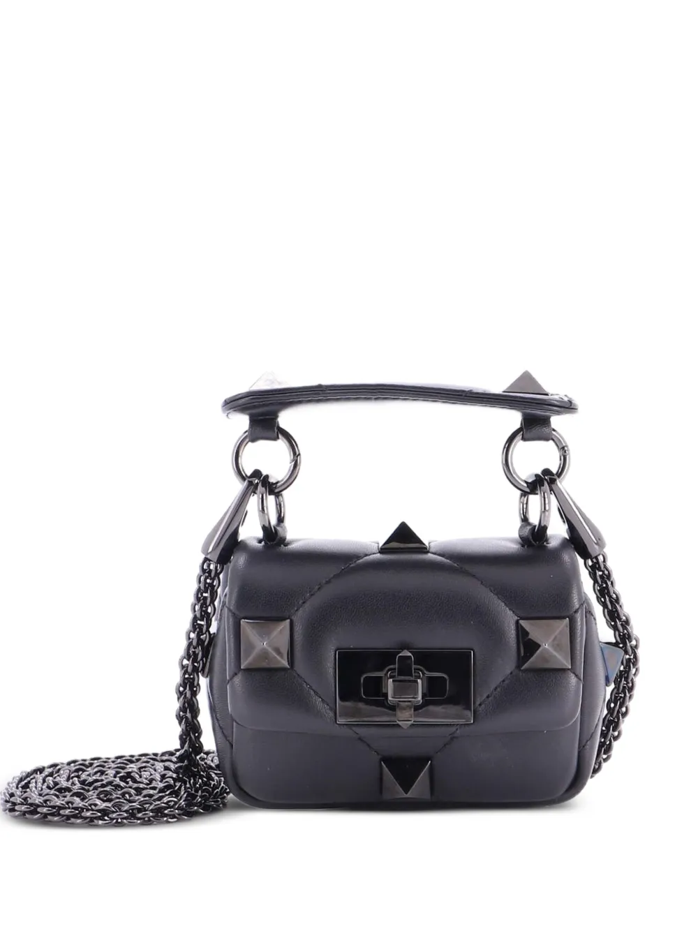 Valentino Garavani Pre-Owned Roman Stud Flap Bag Quilted Leather Mini shoulder bag - Nero