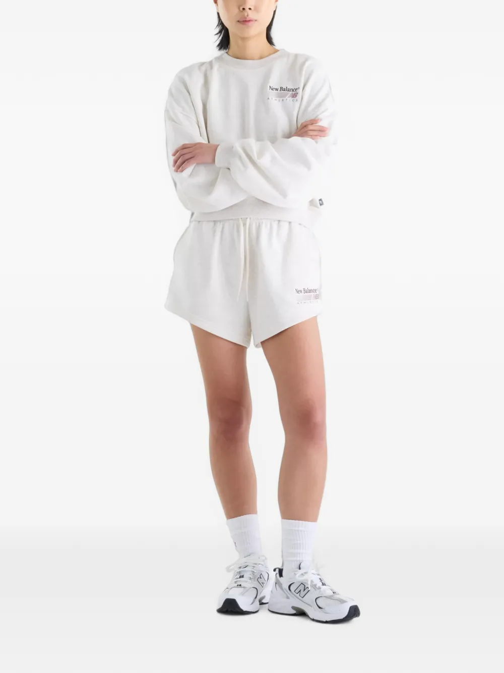 New Balance Trackside French terry shorts Beige