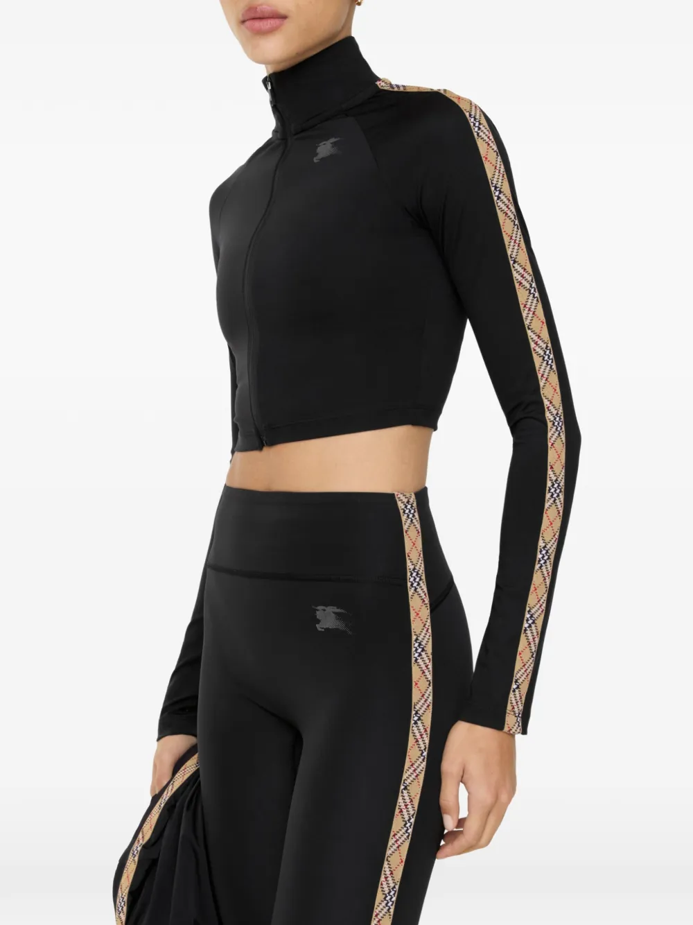 Burberry Stretch nylon cropped trainingsjack Zwart
