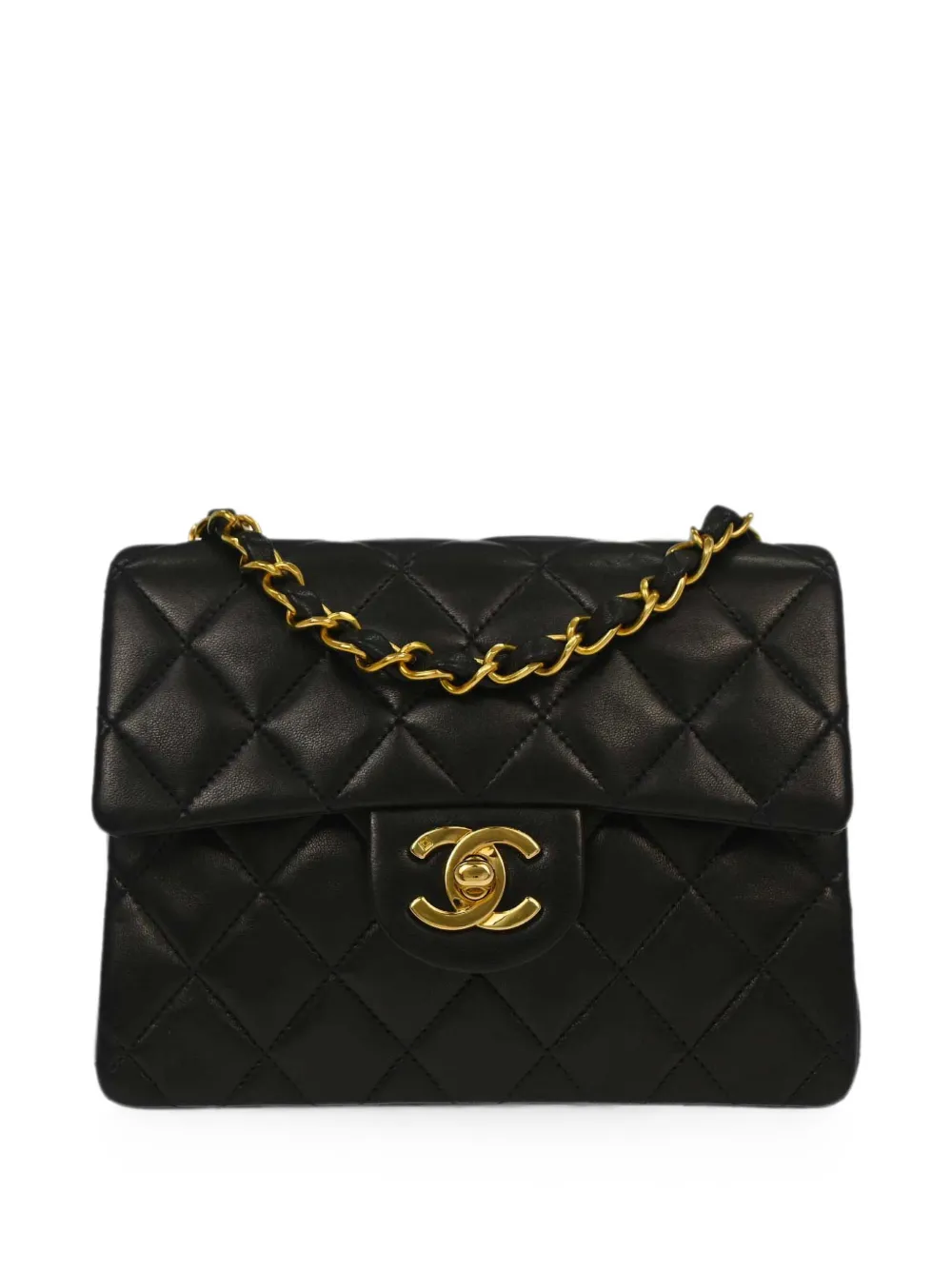 CHANEL Pre-Owned 1992 mini Classic Square Flap Schultertasche - Schwarz