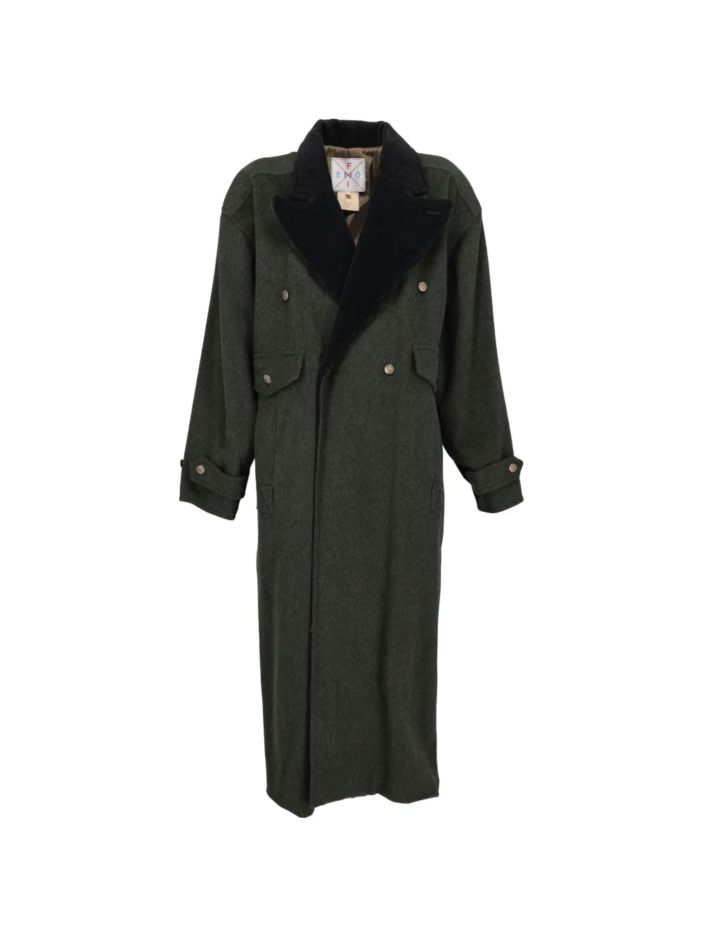 Fendi Pre-Owned double-breasted corduroy-collar coat - Verde