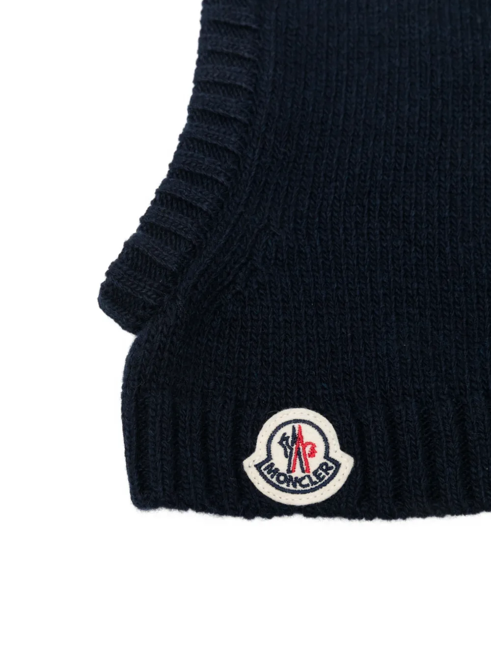 Moncler Enfant Geribbelde bivakmuts met logo-patch Blauw