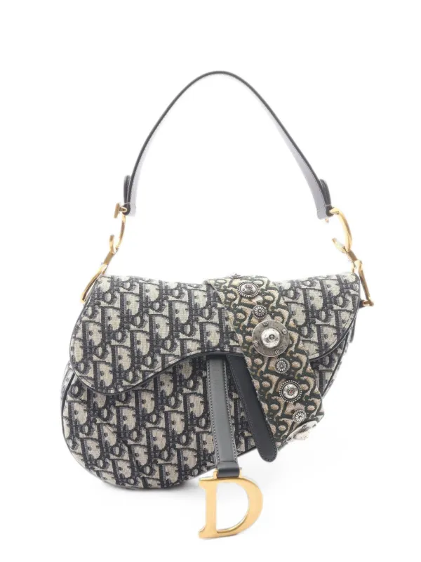 Dior Pre-owned 2010s Oblique Saddle 2-Way Tote Bag in Blue