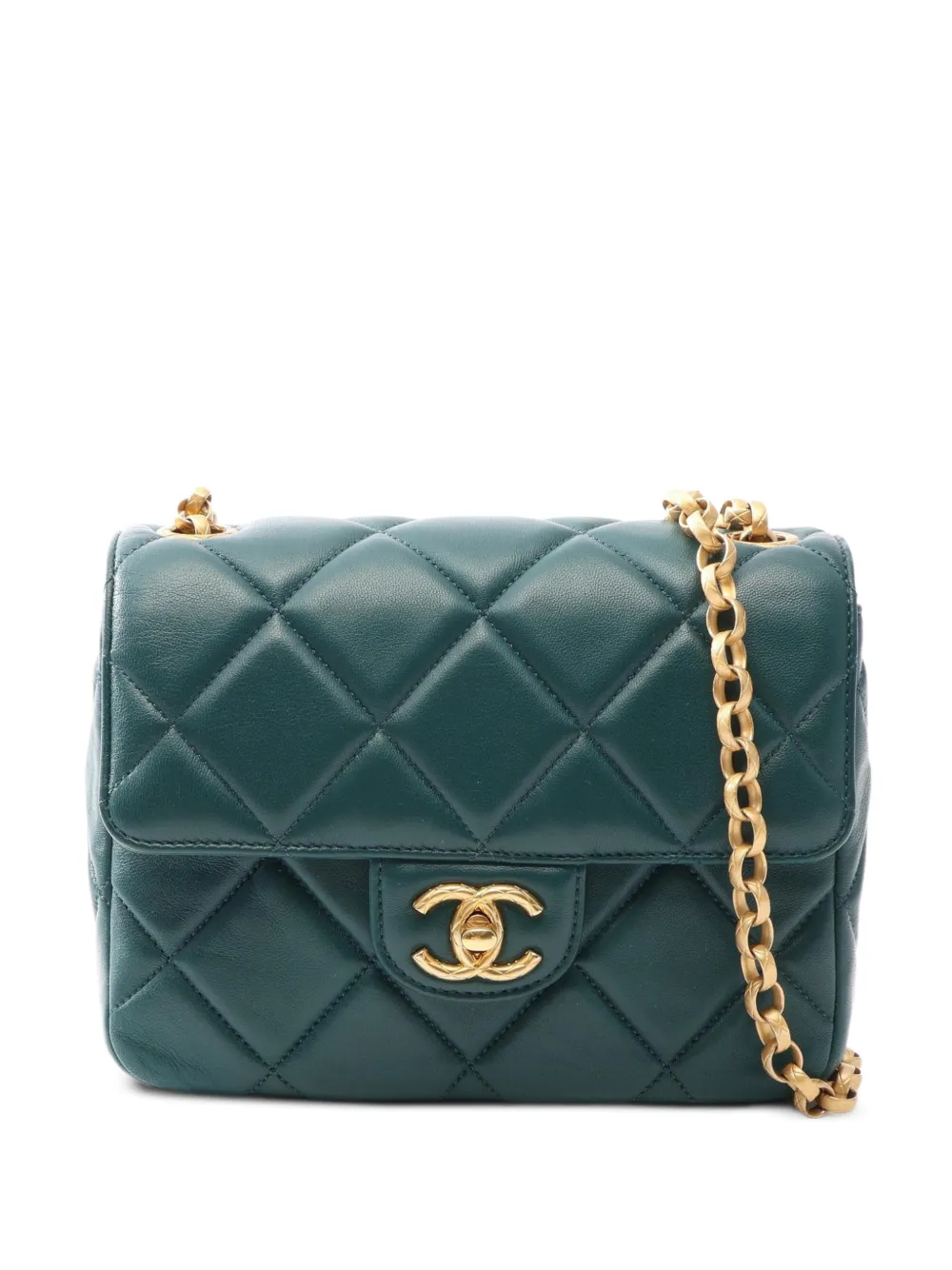 CHANEL Pre-Owned Matelassé chain-strap mini shoulder bag - Green