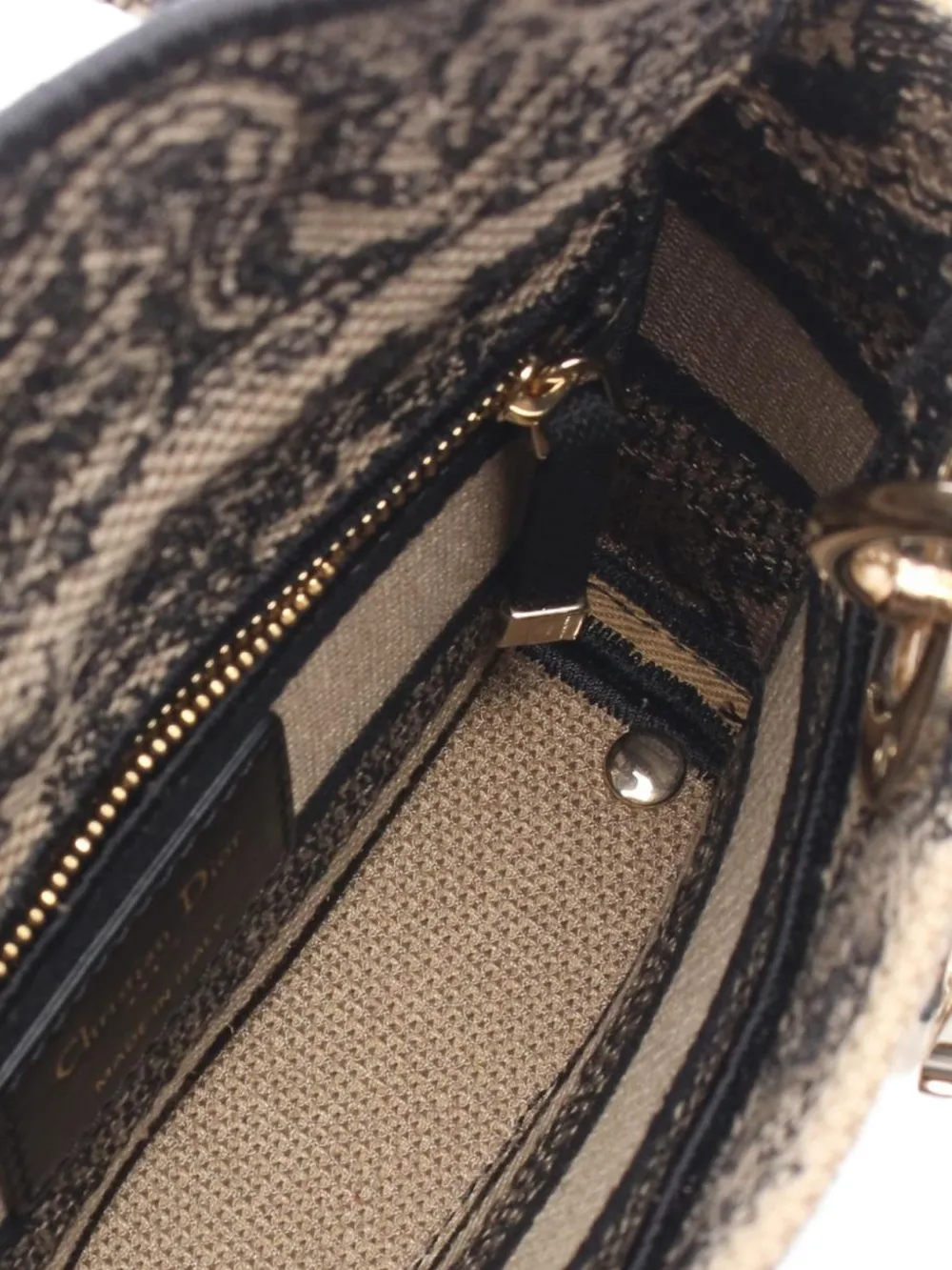 Dior Pre-owned 2000s Mini Lady D-lite Two-way Handbag in Neutrals, view 4