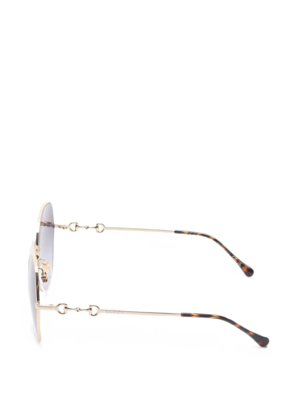 Gucci Pre-owned 2020s Horsebit Geometric-frame Sunglasses in Gold, view 3