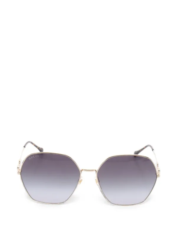 Gucci Pre-owned 2020s Horsebit Geometric-frame Sunglasses in Gold