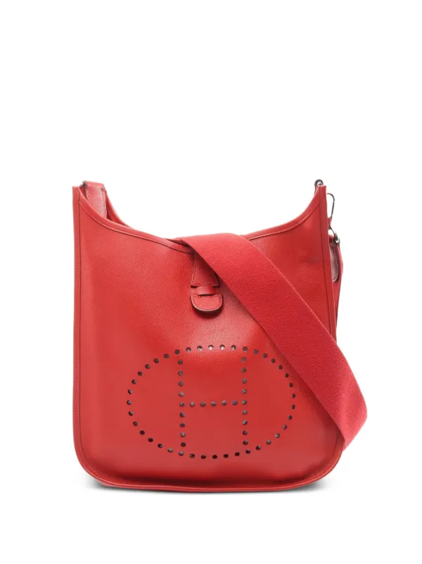 Hermès Pre-owned 2000s 2 De PM Evelyn Perforated-logo Leather Shoulder Bag in Red
