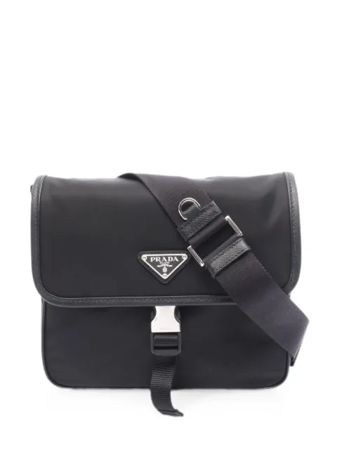 Prada Pre-Owned bolso de hombro pequeño de piel Saffiano con ribete de piel 2020