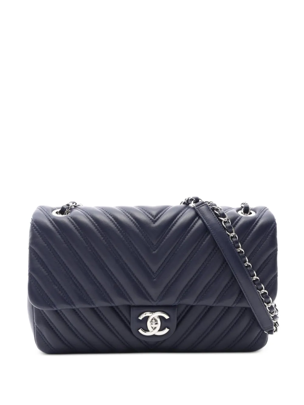 CHANEL Pre-Owned 2015-2016 Chevron V-stitch shoulder bag - Blue