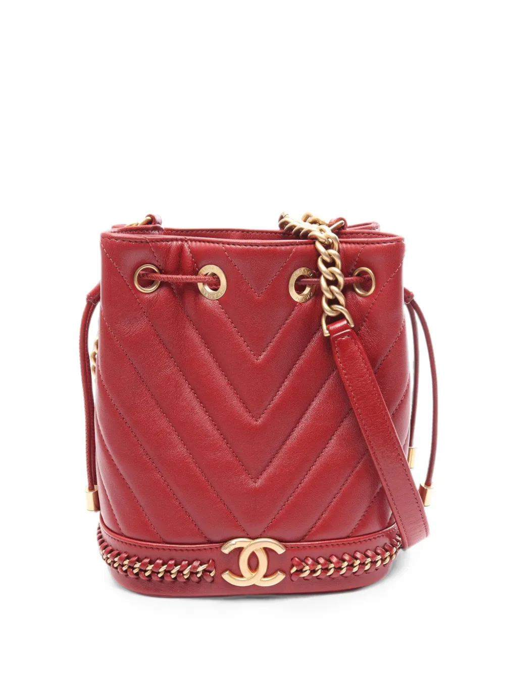 CHANEL Pre-Owned 2017-2018 Chevron V-stitch mini bag - Red