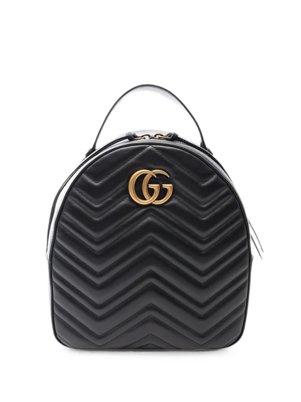 Gucci Pre-Owned 2010s GG Marmont chevron-pattern leather backpack - Nero