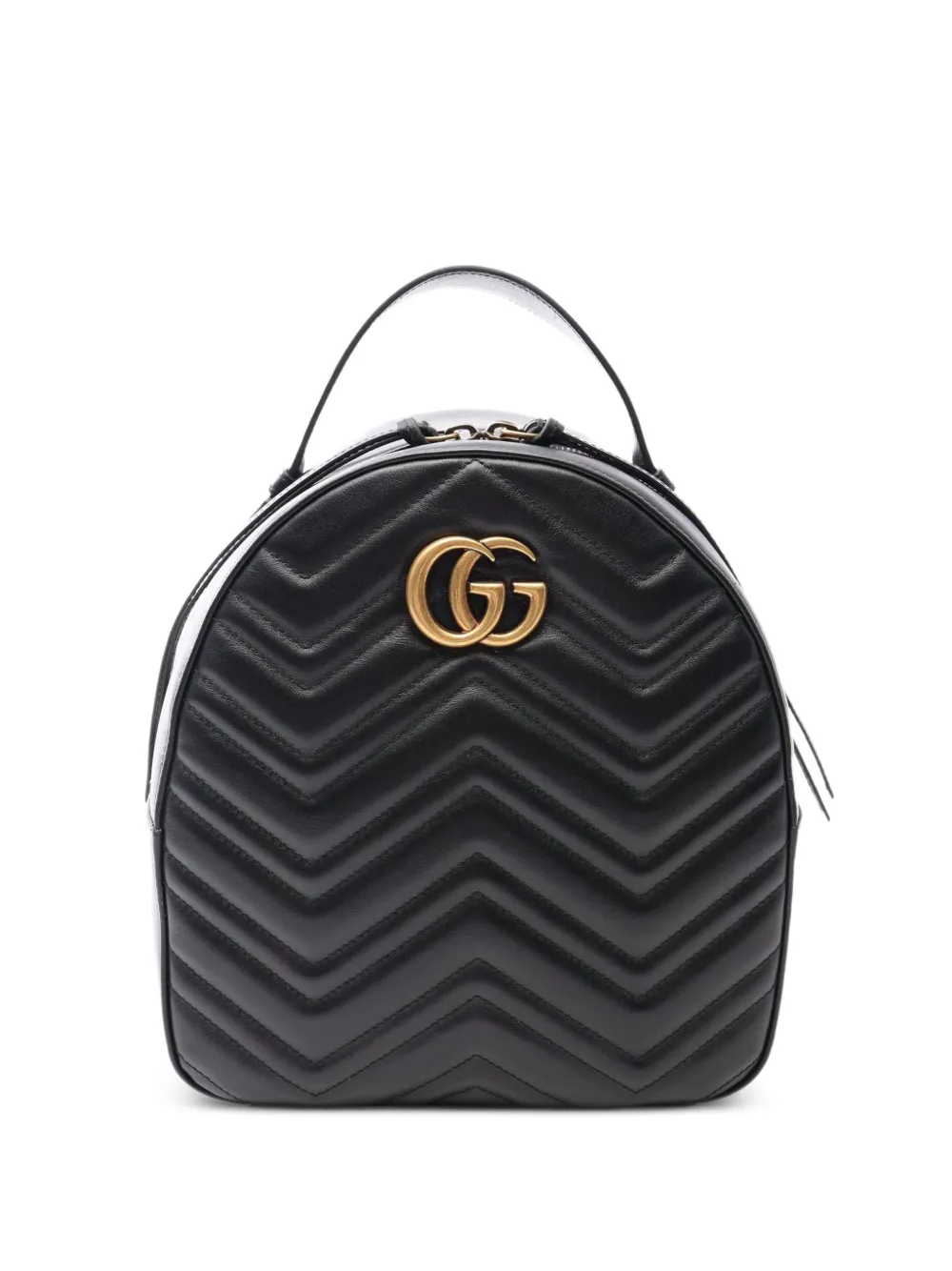 Gucci Pre-Owned 2010s GG Marmont chevron-pattern leather backpack - Nero