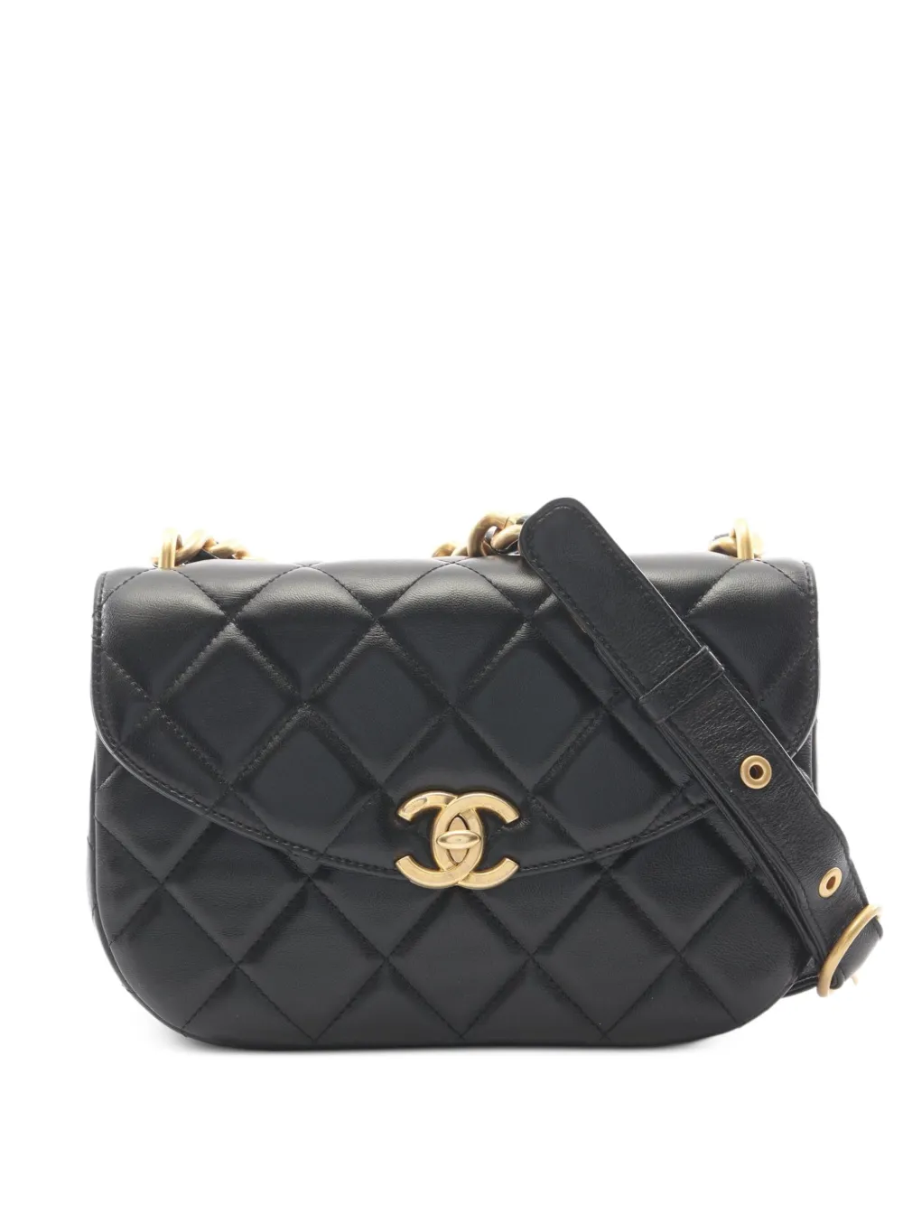 CHANEL Pre-Owned 2021 Small Matelassé chain shoulder bag - Black