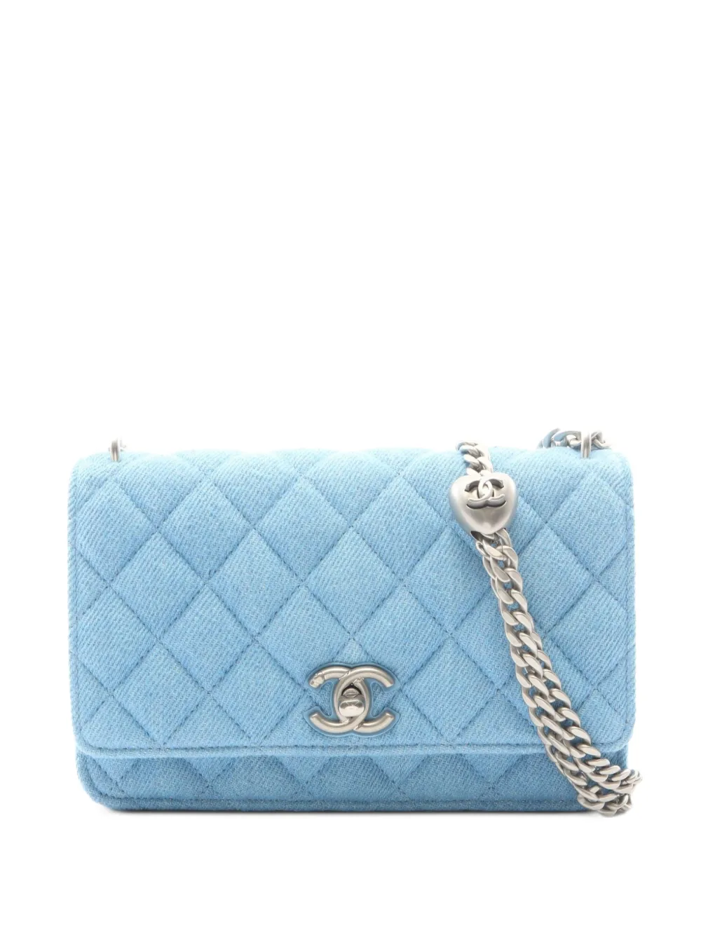 CHANEL Pre-Owned 2021 mini Matelassé chain cross body bag - Blue