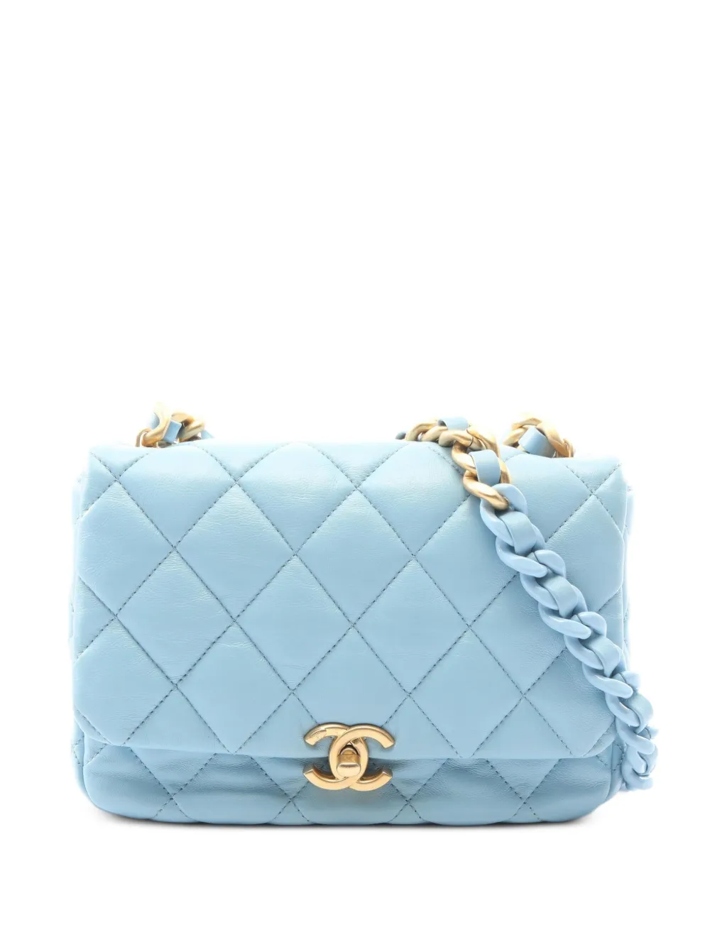 CHANEL Pre-Owned 2021 Matelassé leather 2-Way shoulder bag - Blue