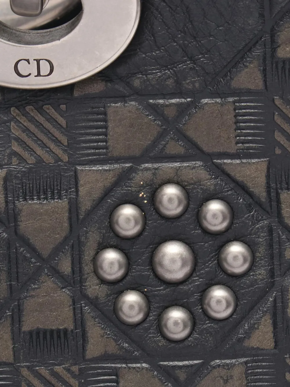 Dior Pre-owned 2000s Lady Dior Studded Handbag in Black, view 3
