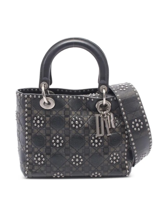 Dior Pre-owned 2000s Lady Dior Studded Handbag in Black