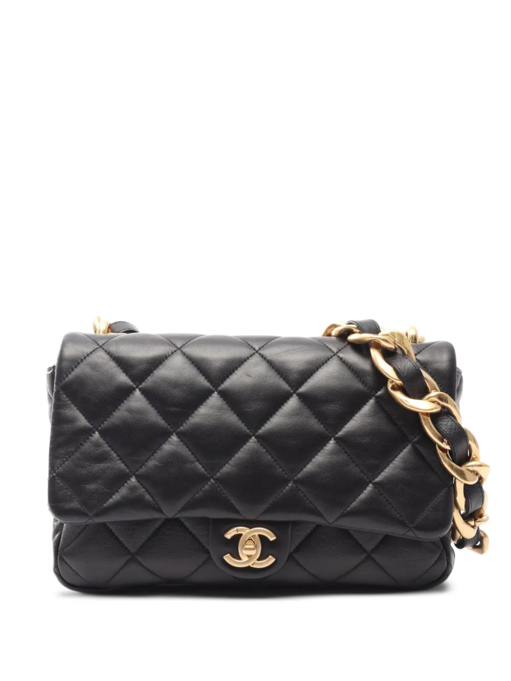 CHANEL Pre-Owned large matelassé chain shoulder bag - Black
