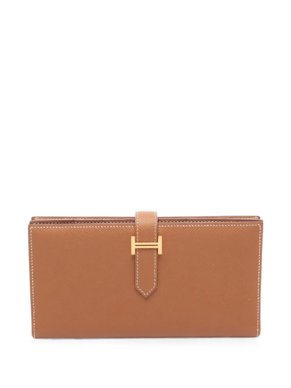 Pre-owned Hermes 2018 Bearn Soufflet Bi-fold Wallet In Brown