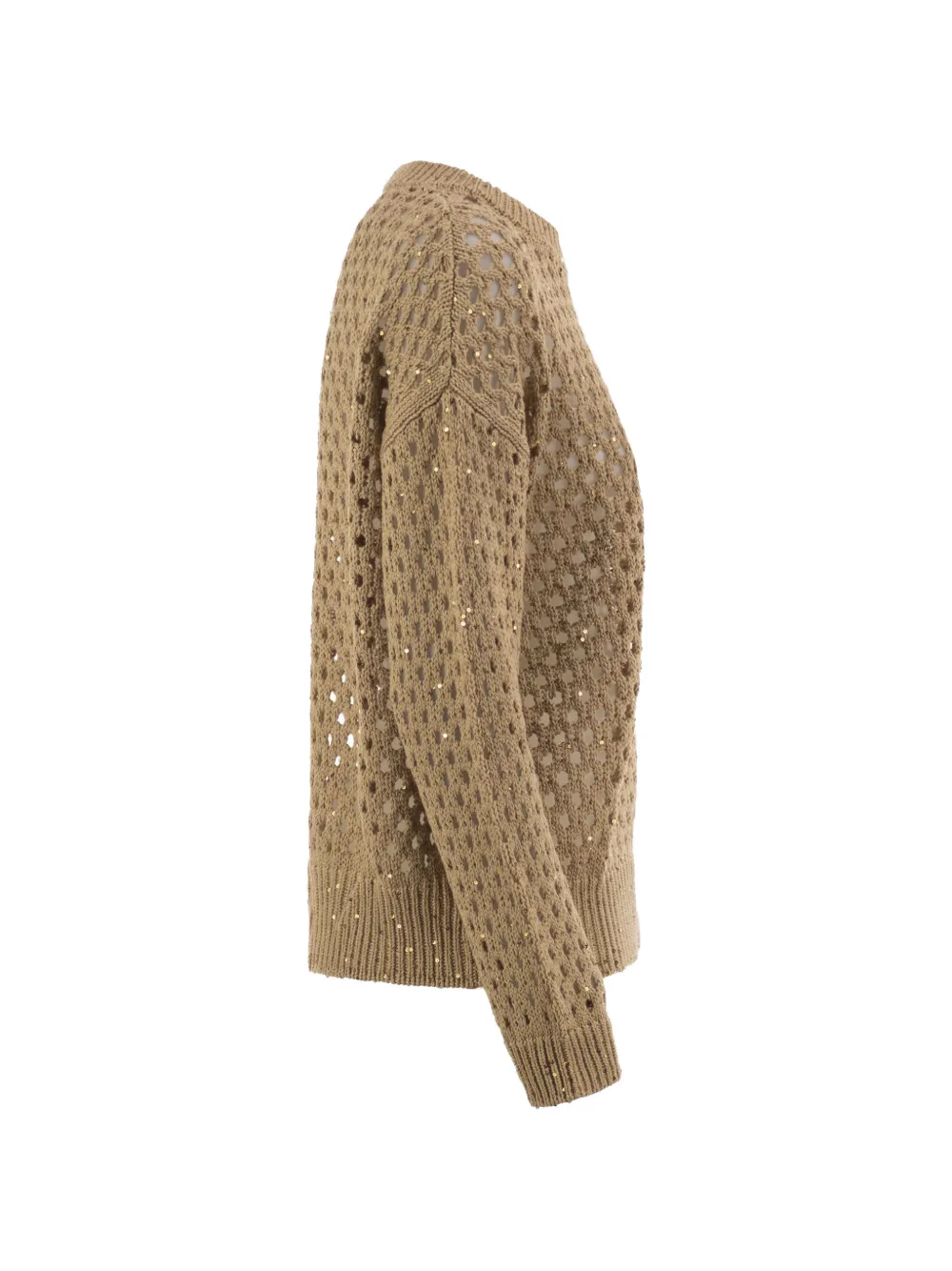 Max Mara Opengewerkte trui verfraaid met pailletten Beige
