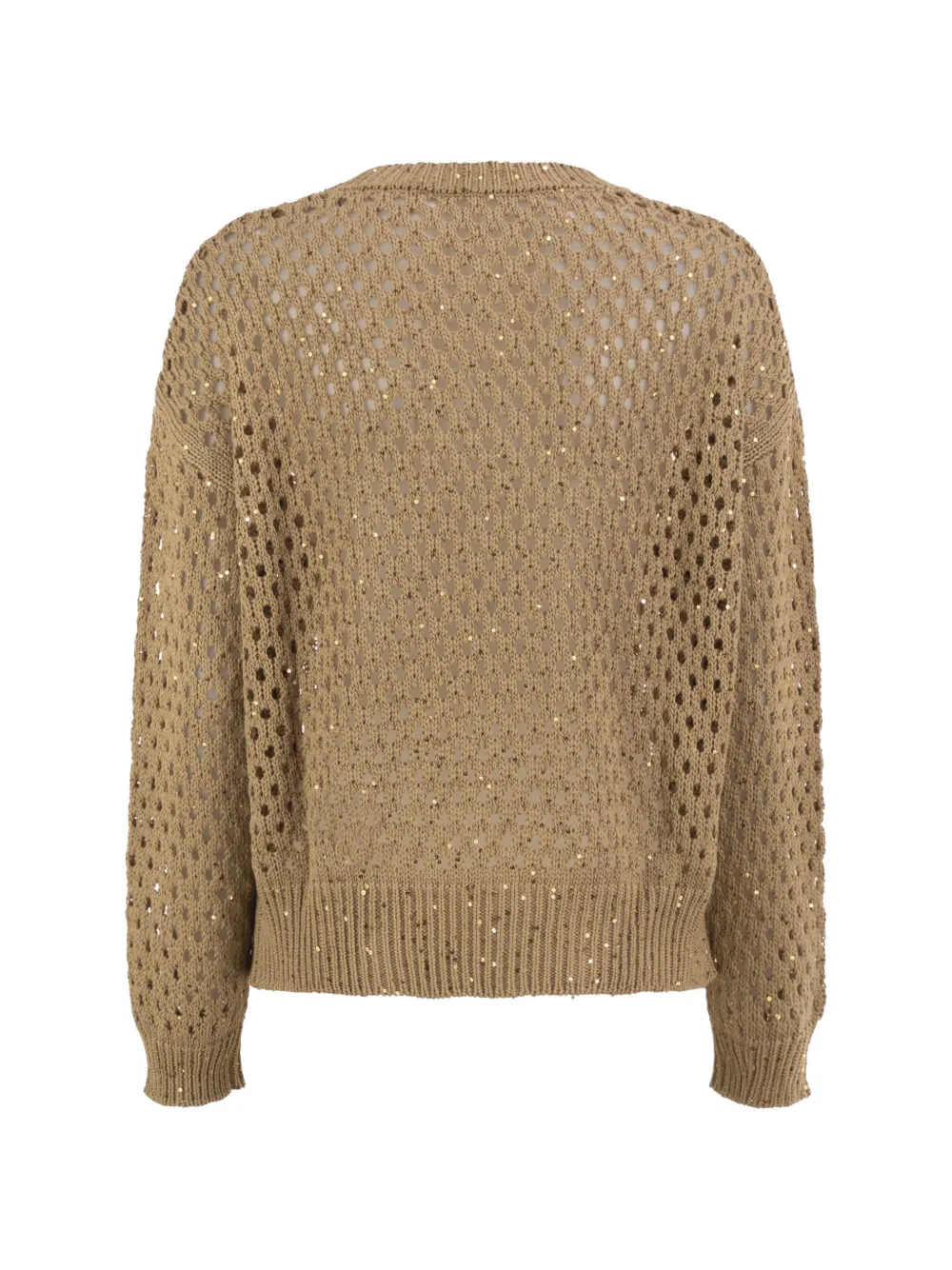 Max Mara Opengewerkte trui verfraaid met pailletten Beige