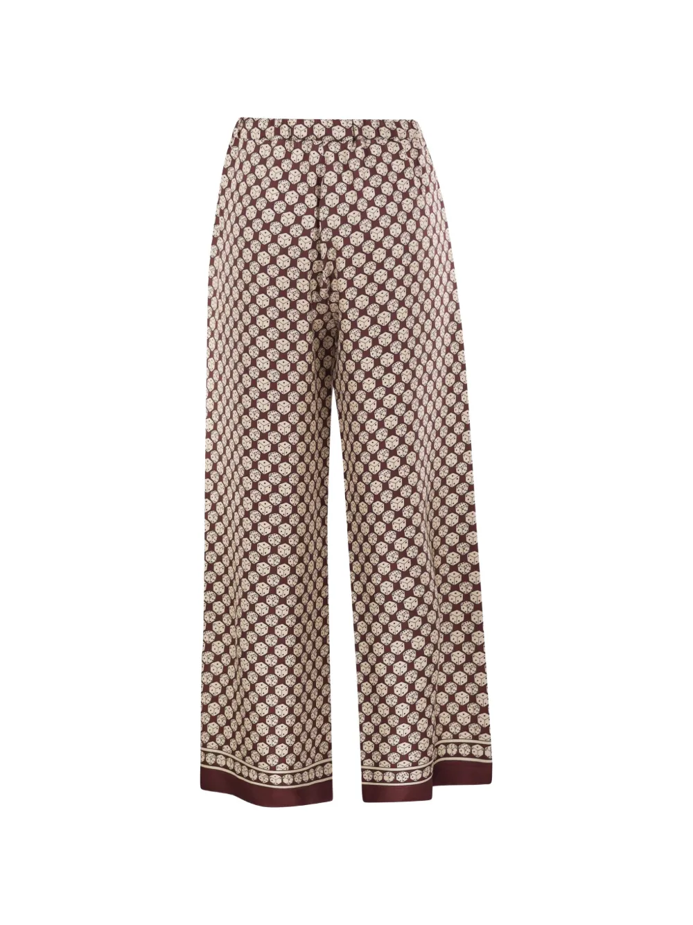 'S Max Mara Zijden broek met dobbelsteen-print Bruin