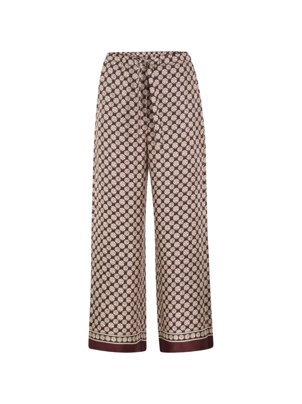 'S Max Mara Zijden broek met dobbelsteen-print Bruin