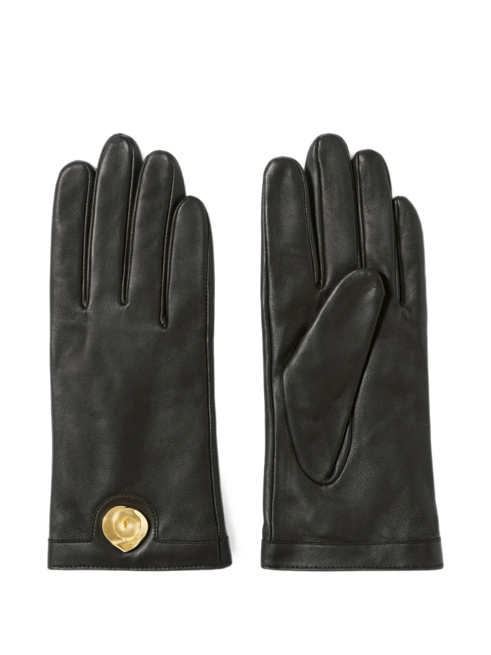 Claudie Pierlot Logo-plaque Leather Gloves In 블랙