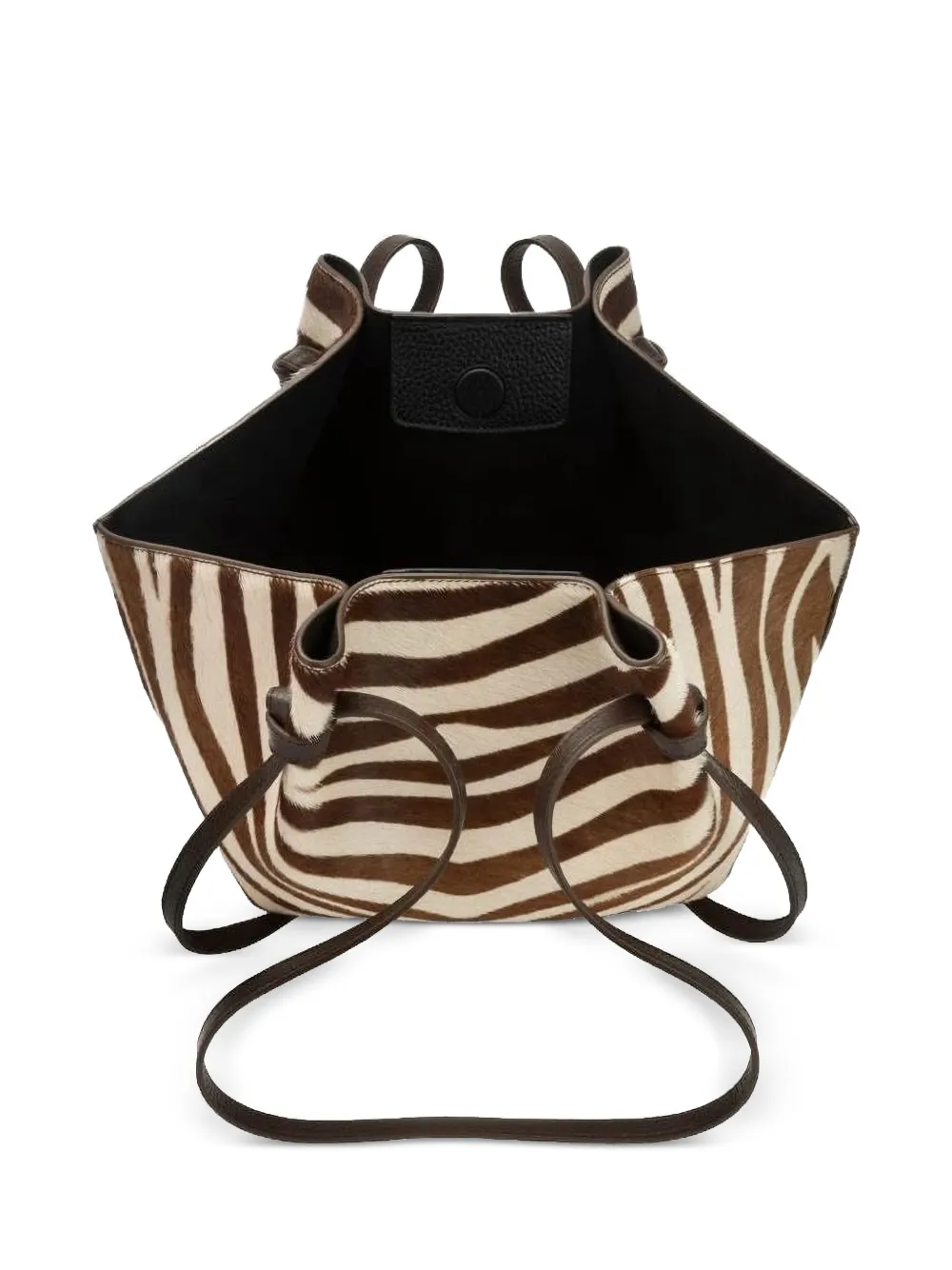 Yuzefi Mochi schoudertas met zebraprint Bruin