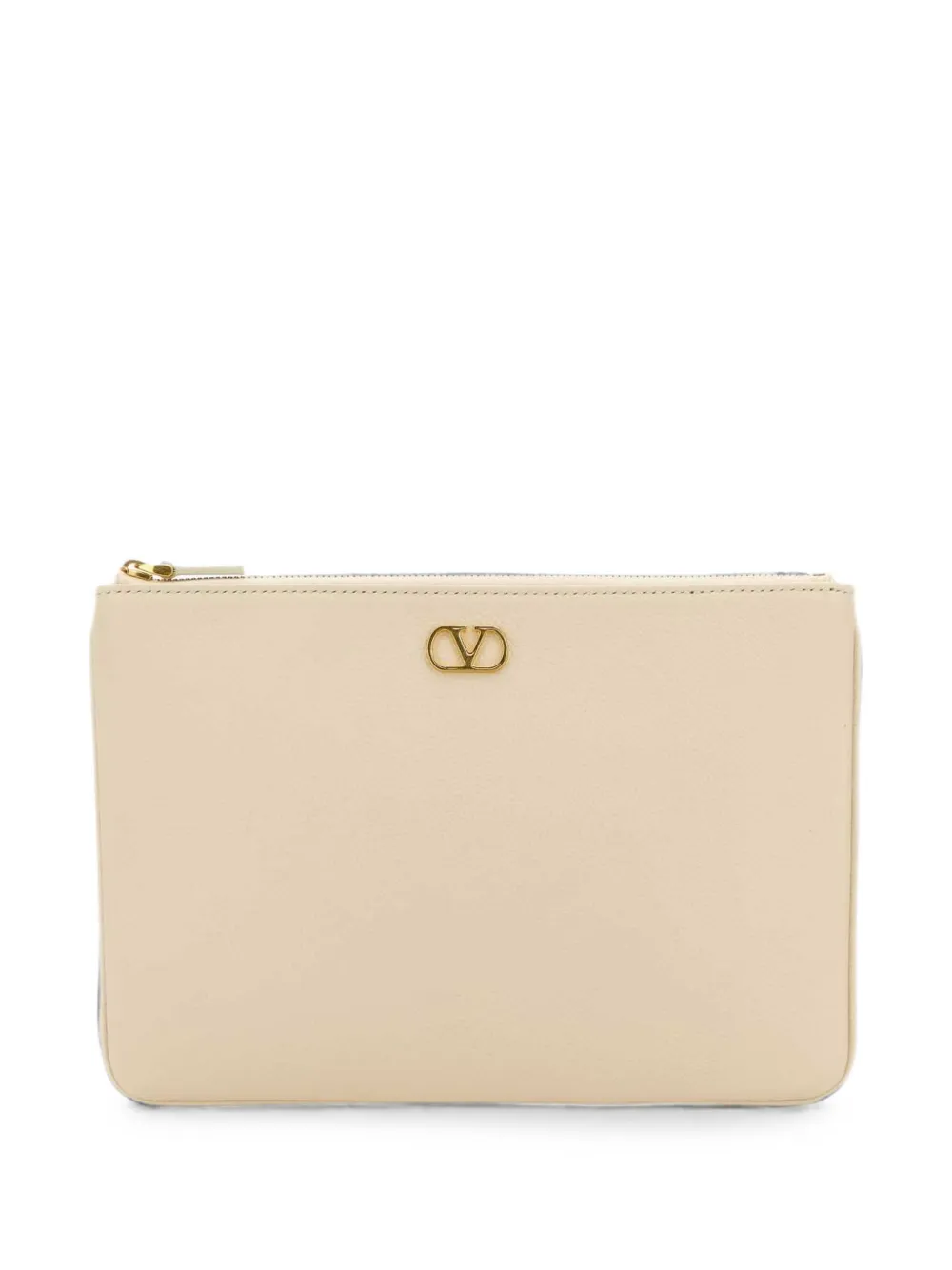 Valentino Garavani VLogo leather small clutch bag - Nude