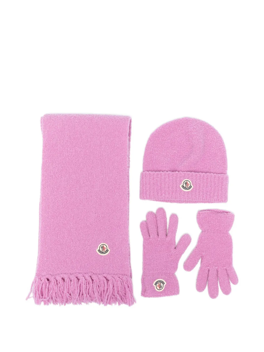 Moncler Enfant Driedelige sjaalset met logopatch Roze