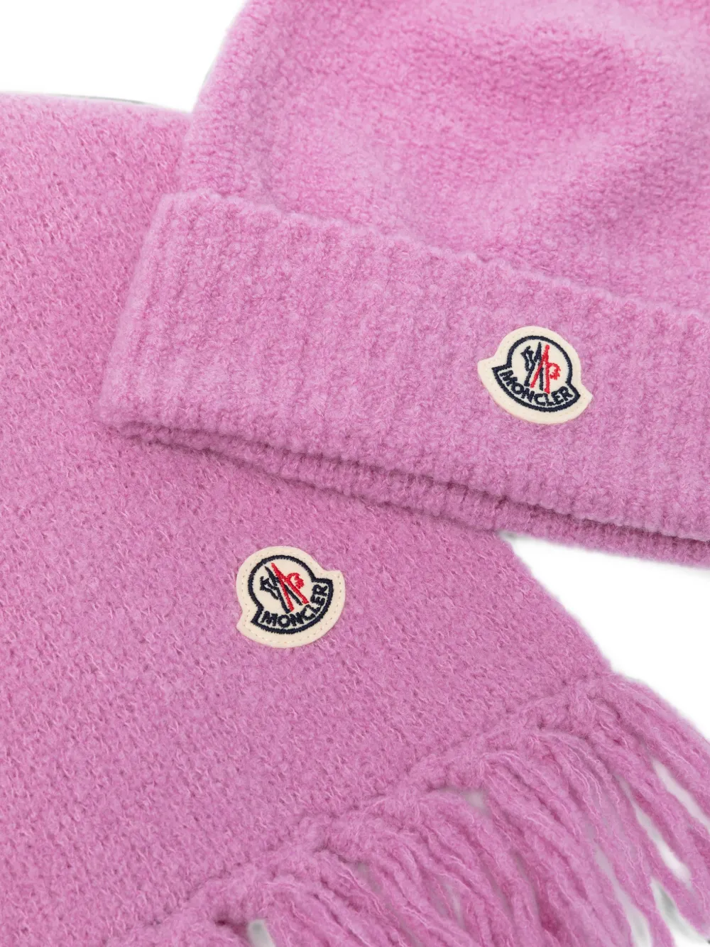 Moncler Enfant Driedelige sjaalset met logopatch Roze
