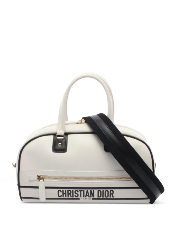 Dior Pre-owned 2010s Mini Boston Vibe Bowling Bag in White