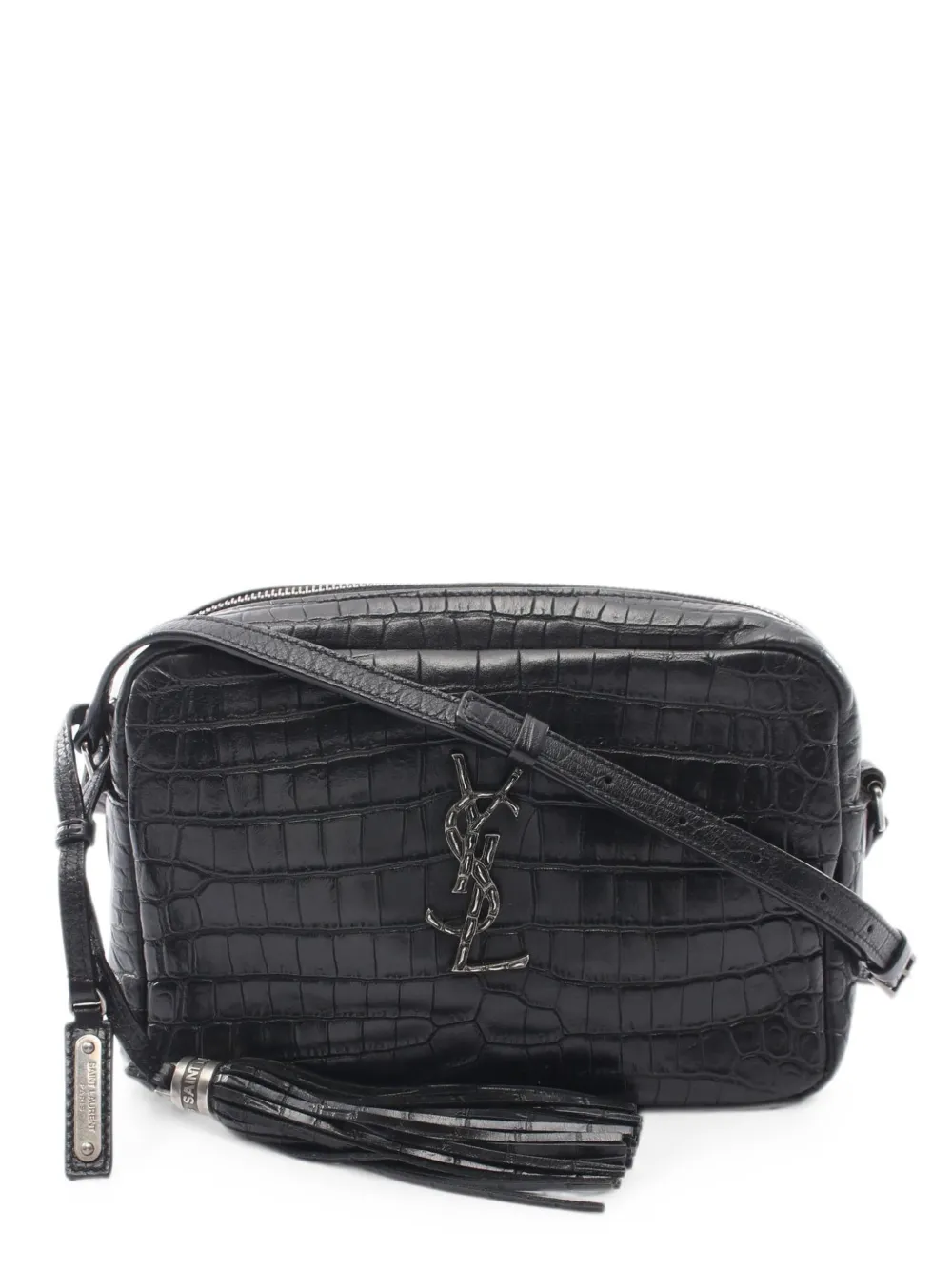 Saint Laurent Pre-Owned 2010s Lou croc-embossed leather crossbody bag - Nero
