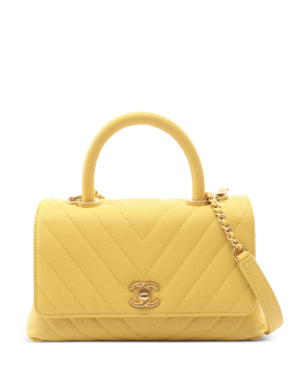 CHANEL Pre-Owned 2019 Coco Handle V-stitch tote bag - Yellow