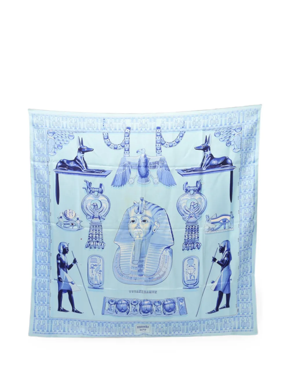 Hermès Pre-Owned 2000s 90 Tutankhamun printed scarf - Blau