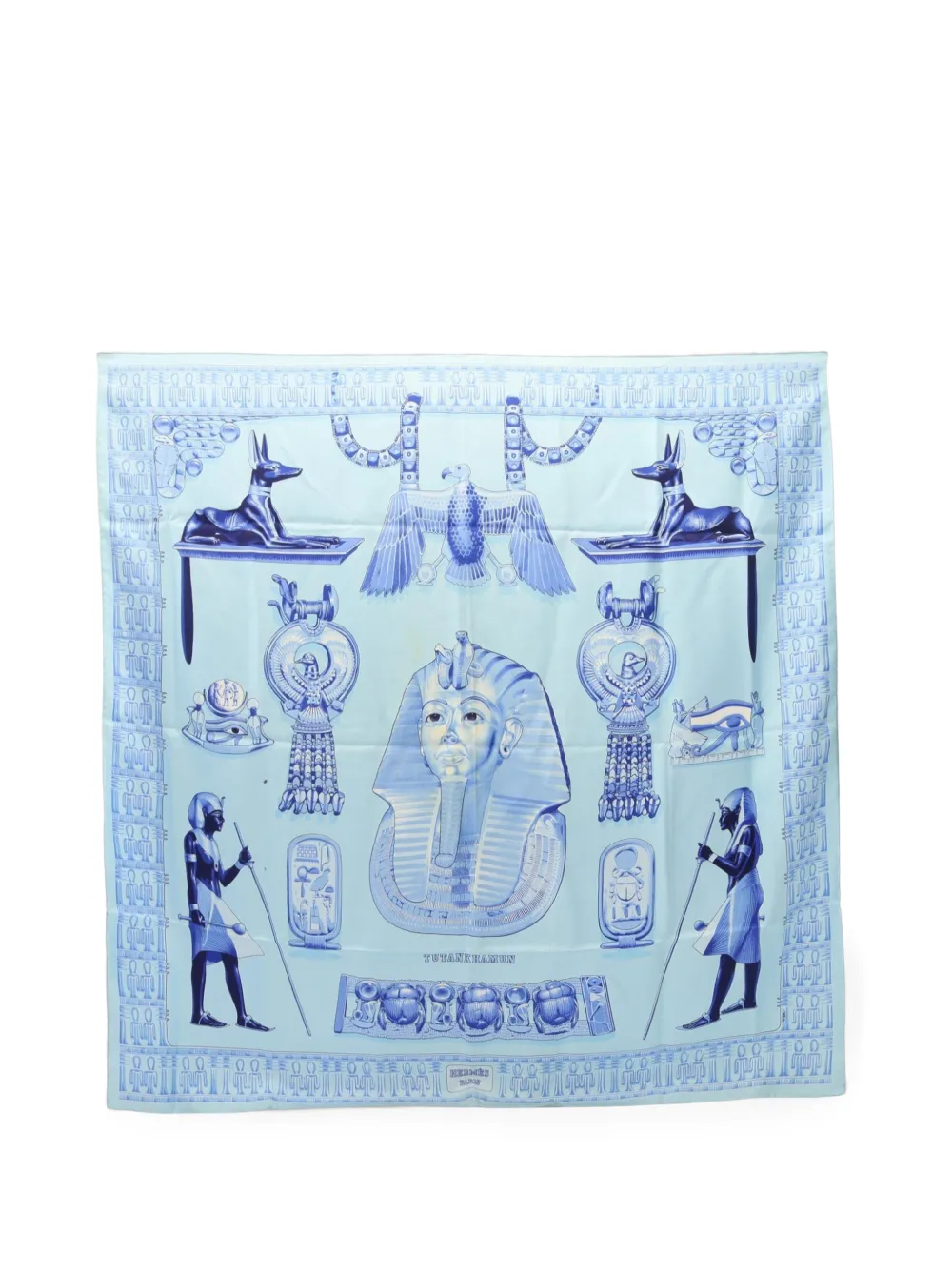 Hermès Pre-Owned 2000s 90 Tutankhamun printed scarf - Blau
