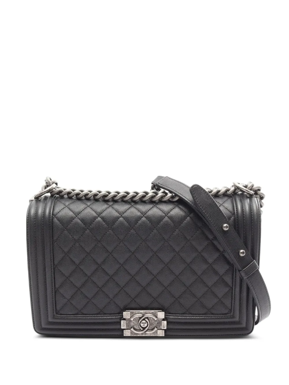 CHANEL Pre-Owned 2016-2017 Boy Chanel Chevron crossbody bag - Black