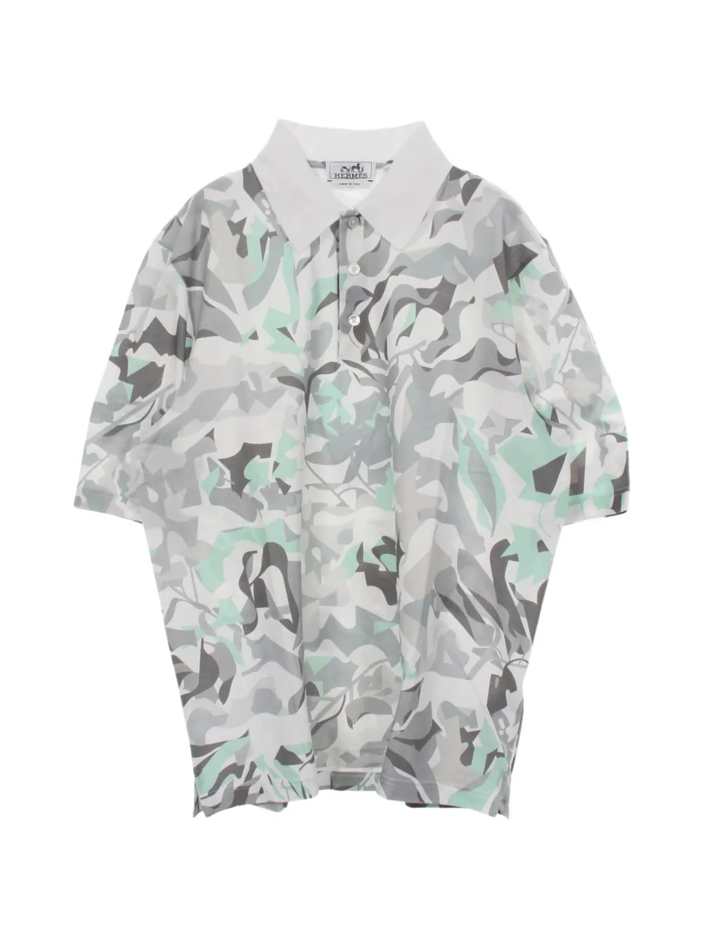 Pre-owned Hermes 2010s Puzzle Vegetal Polo Shirt In Gray