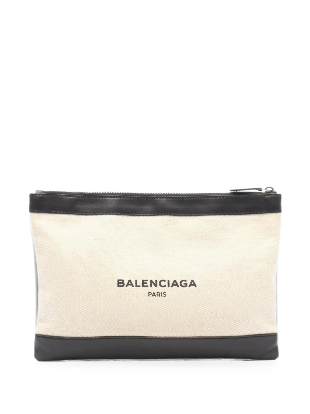 Pre-owned Balenciaga 2000s Navy Clip M Clutch Bag In Neutrals