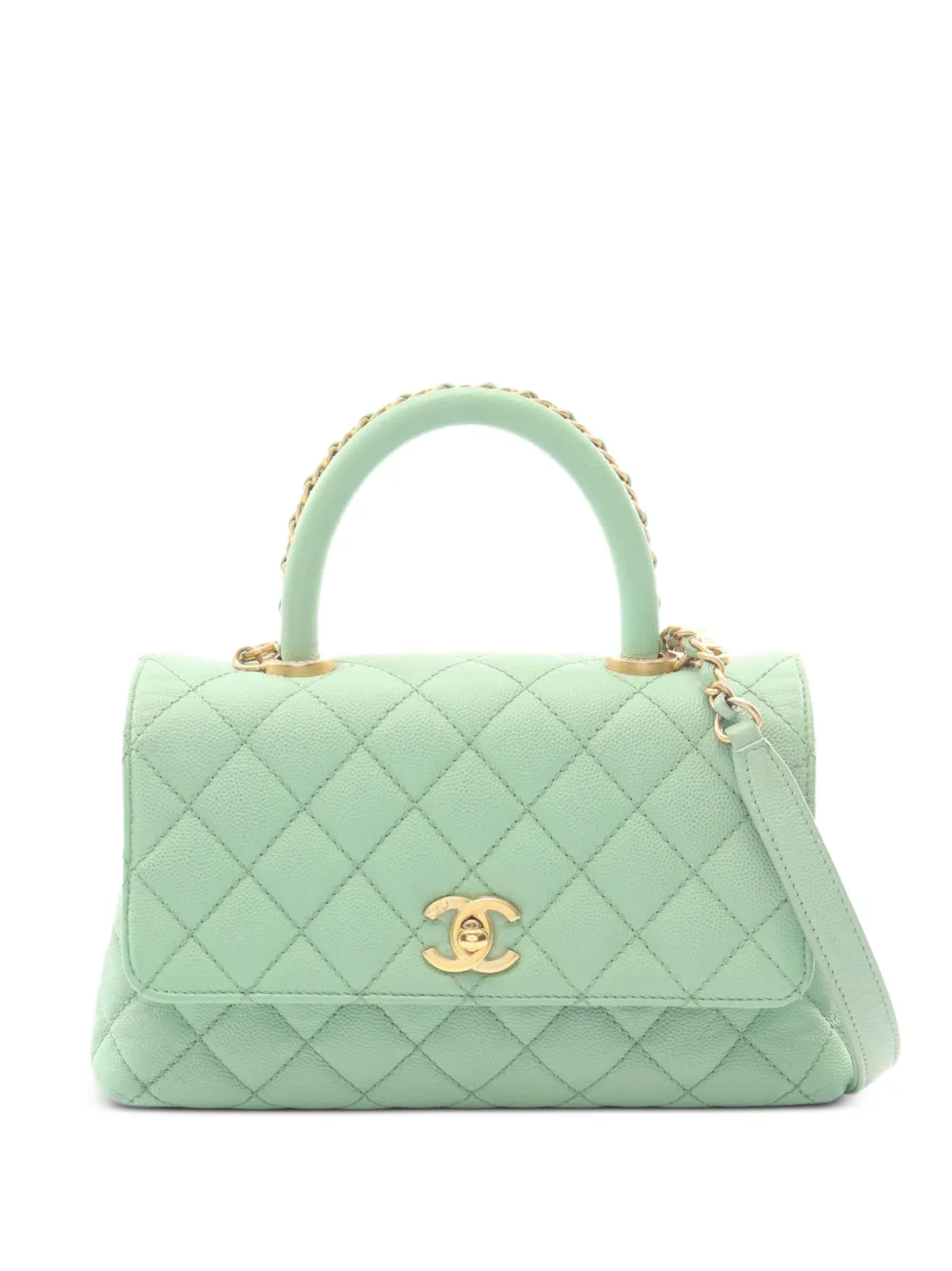 CHANEL Pre-Owned 2021 Coco Handle Matelassé leather 2-Way tote bag - Green