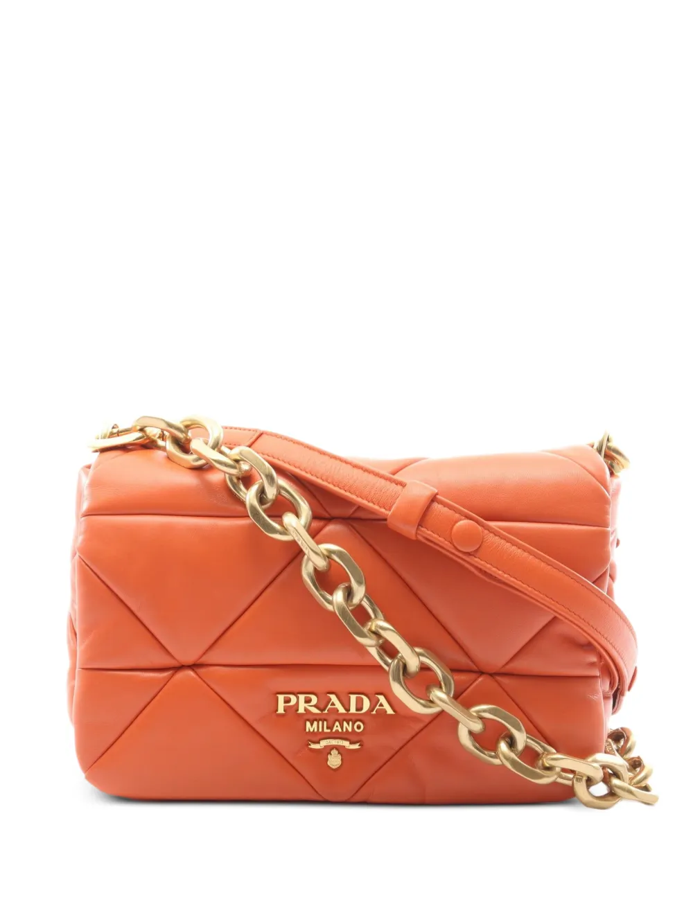 Prada Pre-Owned 2010s quilted chain shoulder bag - Orange