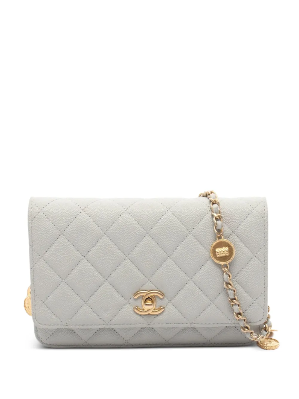 CHANEL Pre-Owned Matelassé Caviar chain-strap mini shoulder bag - Grigio
