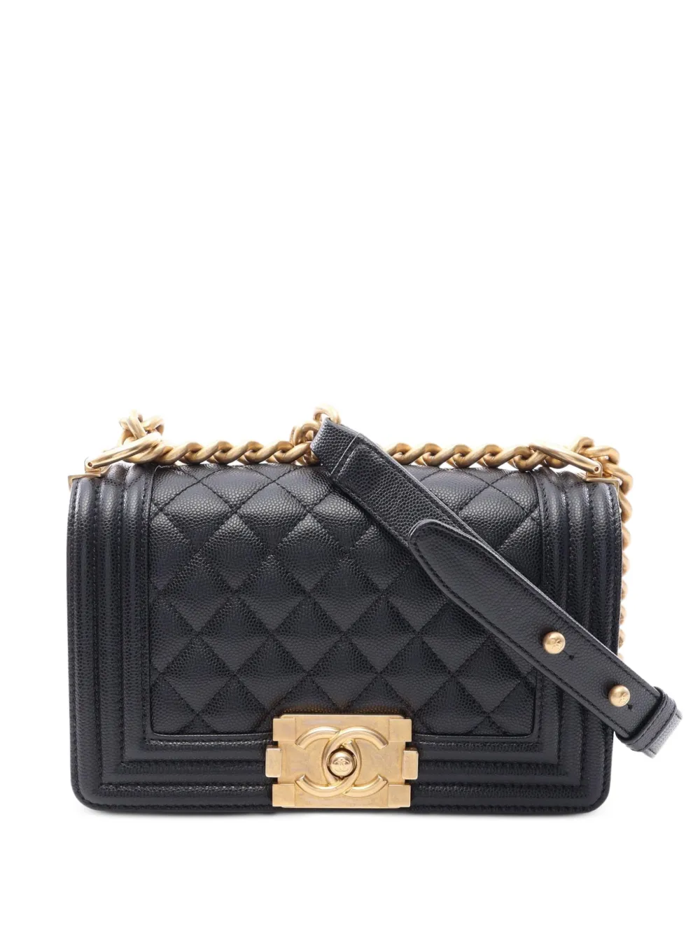 CHANEL Pre-Owned 2021-2022 small Boy Chanel Caviar-leather shoulder bag - Nero