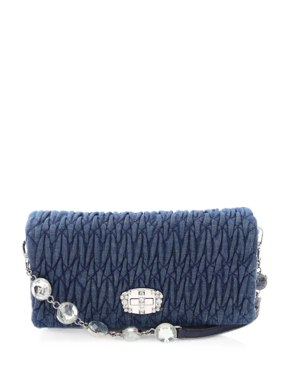 Miu Miu Pre-Owned 2010s Crystal matelassé shoulder bag - Blu