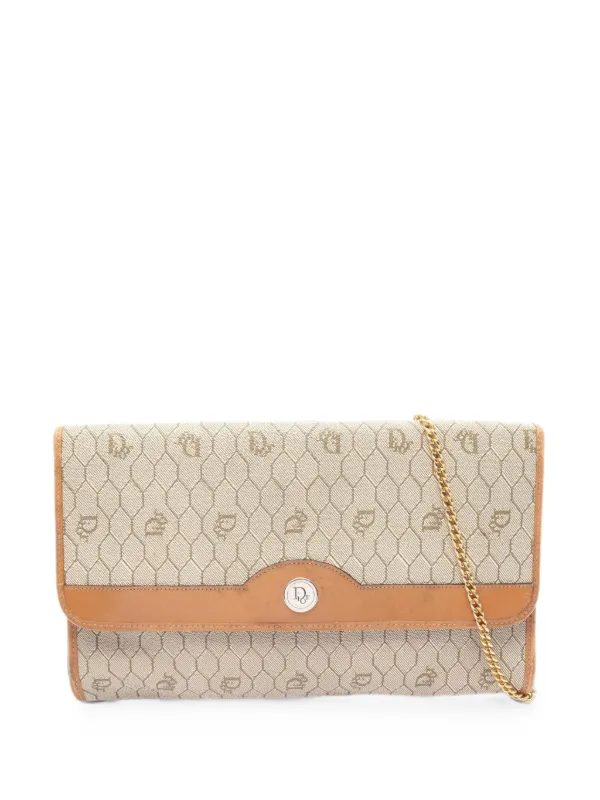 Dior Pre-owned 2000s Honeycomb Chain Shoulder Bag in Neutrals