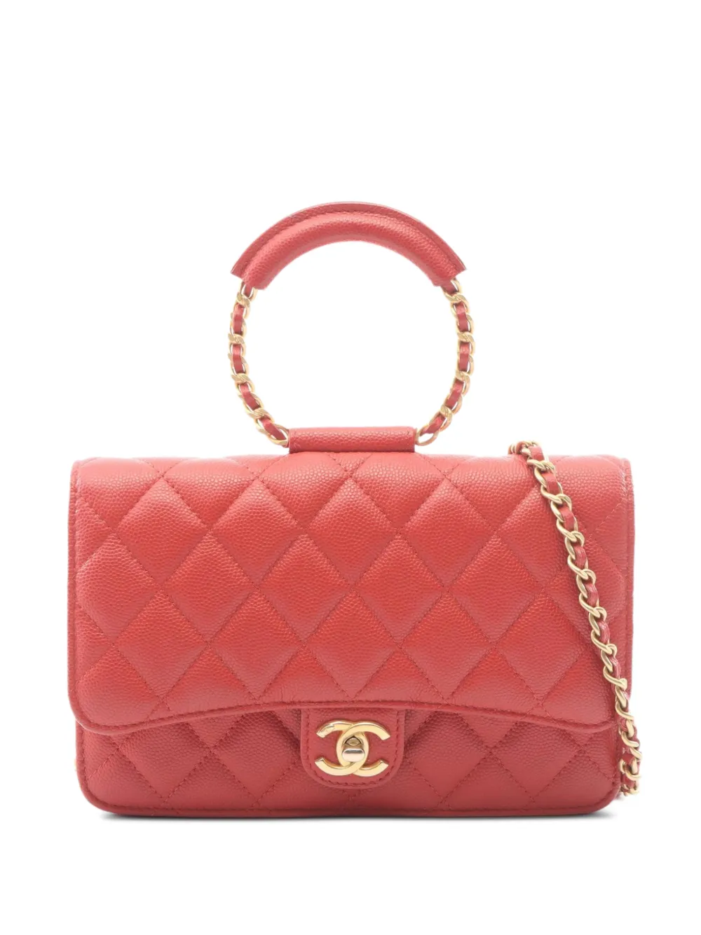 CHANEL Pre-Owned 2019 Matelassé Loop Handle chain wallet - Red