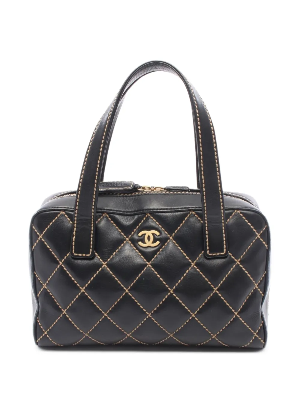 CHANEL Pre-Owned 2003-2004 mini Boston Wild Stitch Tote Bag - Schwarz